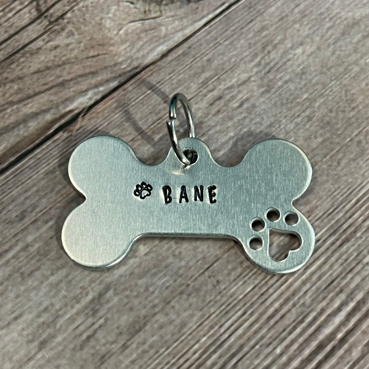 PET ID TAG - BONE SHAPED WITH PAW PRINT