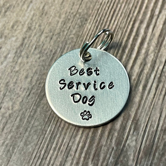 SERVICE DOG TAG, “Best Service Dog” tag, Hand Stamped, Collar tag