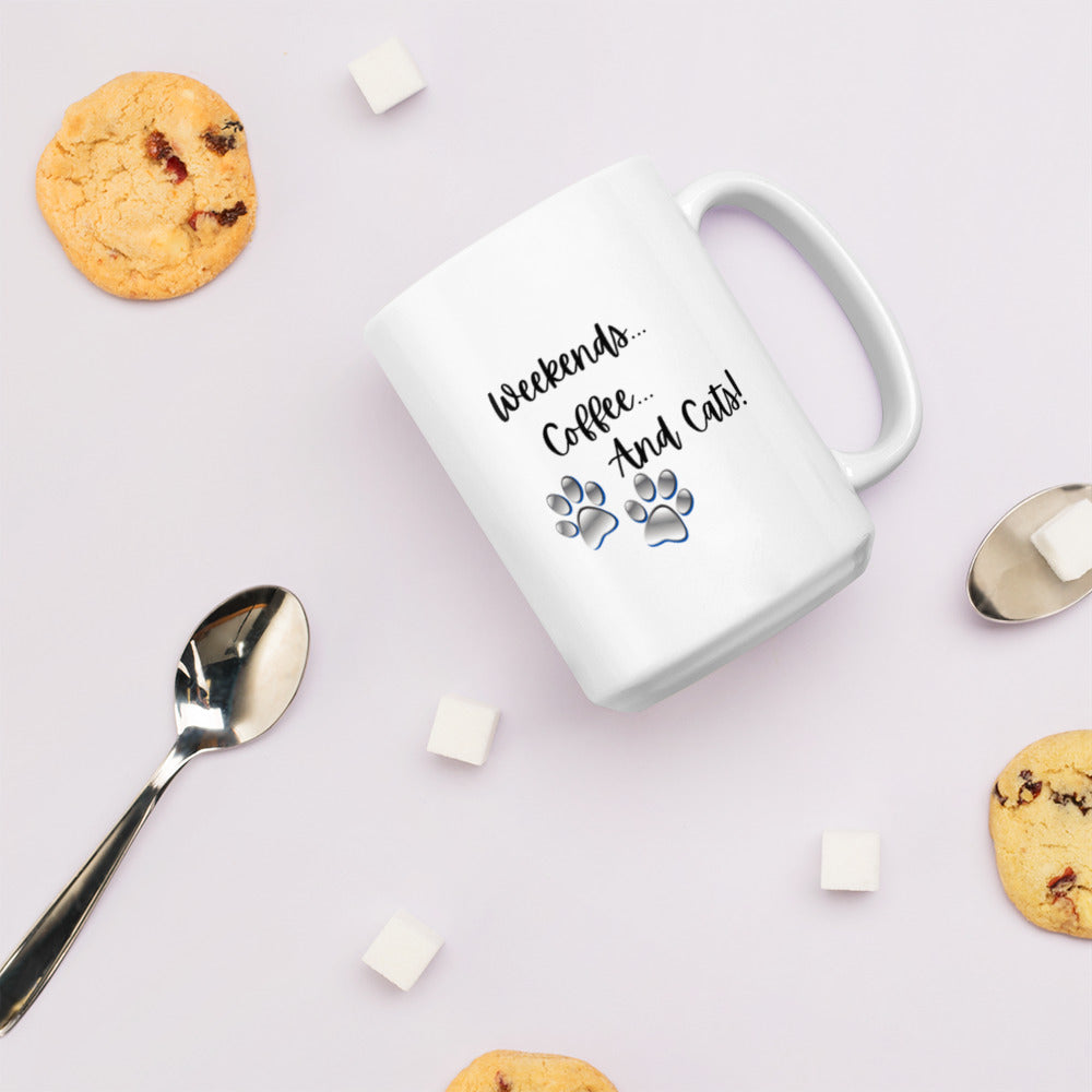 “WEEKENDS, COFFEE AND CATS” COFFEE CUP